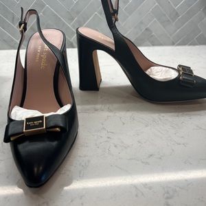 Kate Spade Black bow tie sling back heels size 8 never been worn